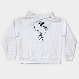 Japanese bird on a branch sumi-e Kids Hoodie